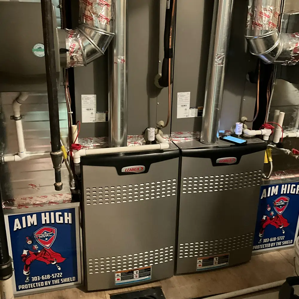Double furnace maintenance showing HVAC safety standards and professional service